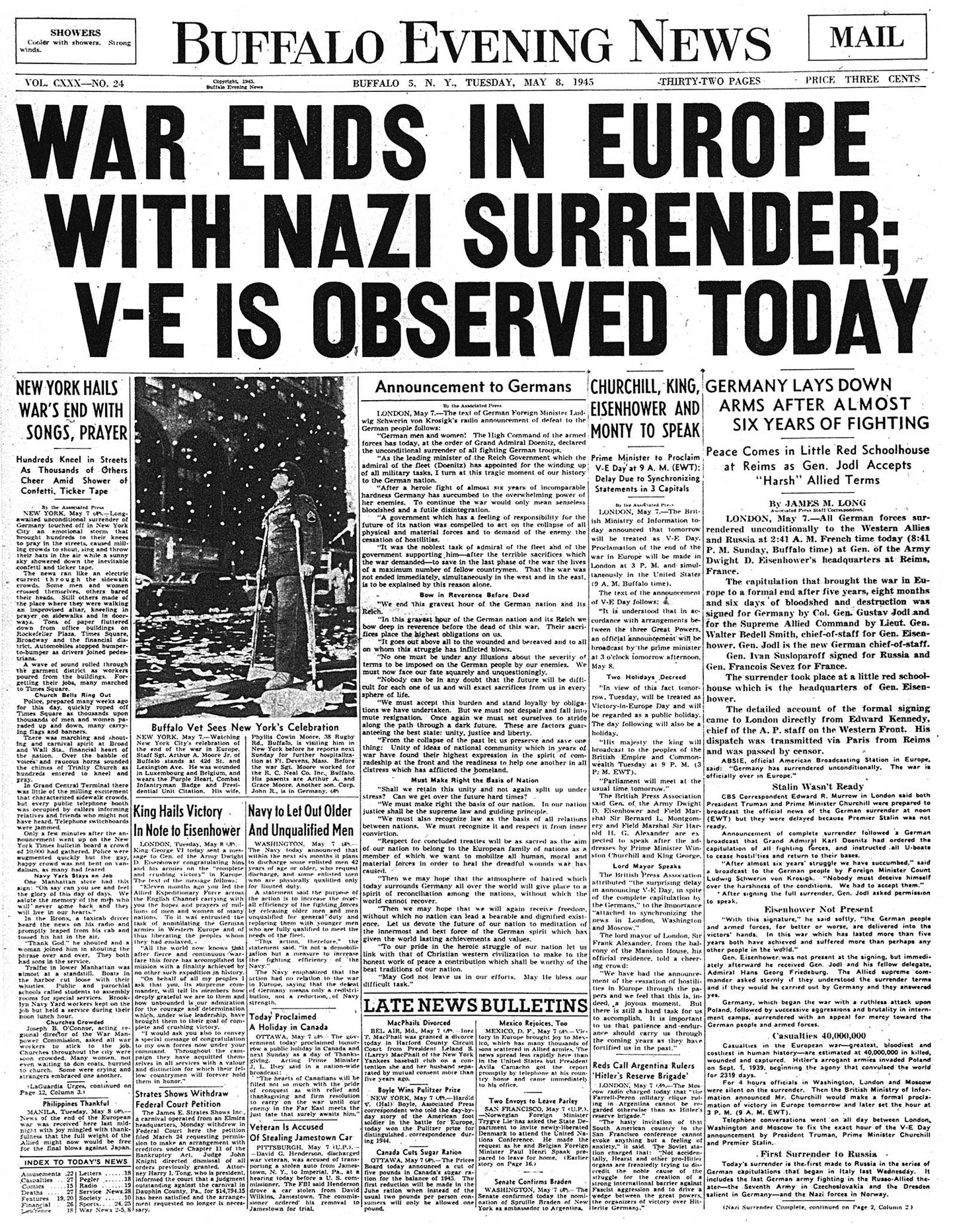 Headlines in History - War Ends In Europe