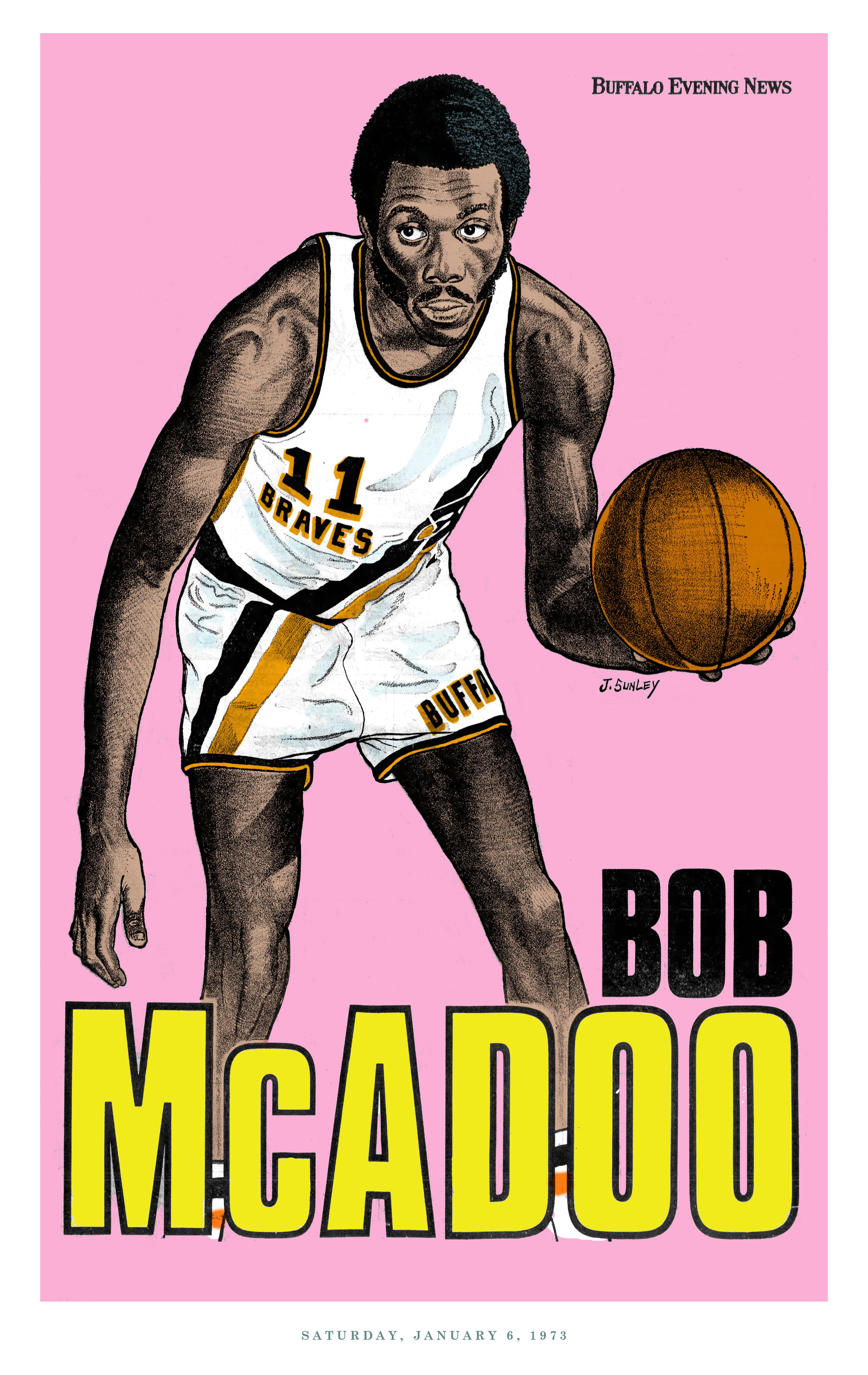 BOB McADOO  Buffalo Braves 1974 Throwback NBA Basketball Jersey