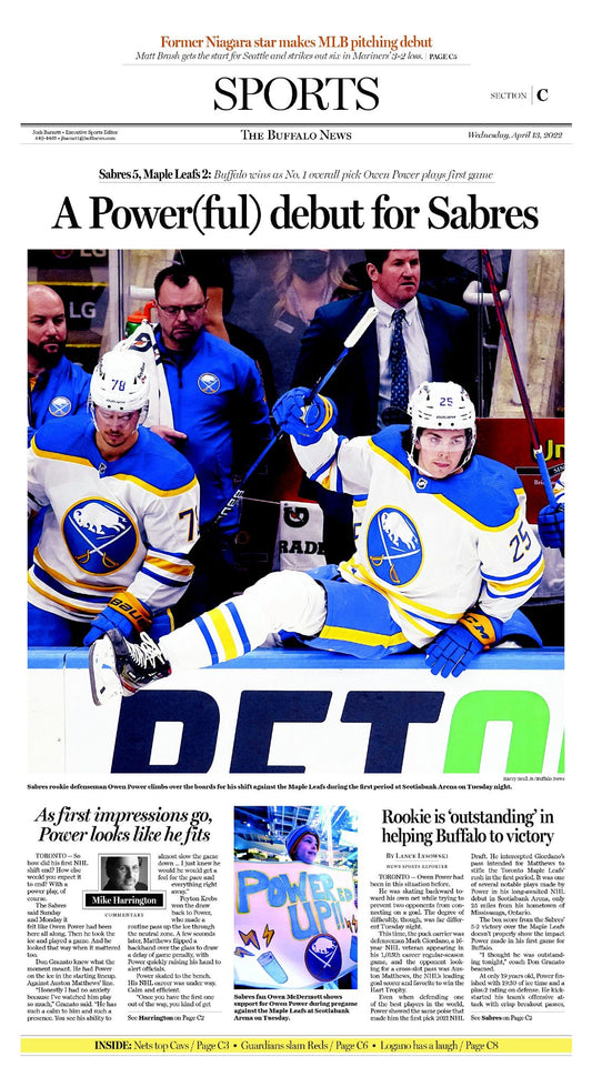 "A Power(ful) Debut" Buffalo News Sports Section April 13, 2022 Poster