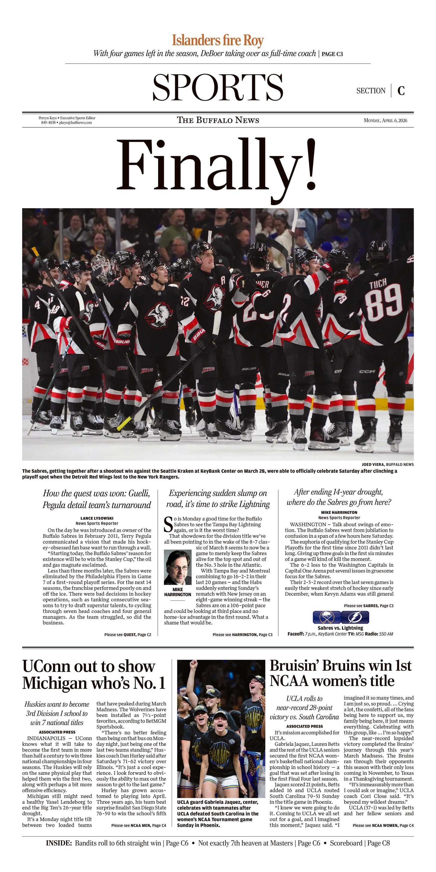 The Drought Is Dead! Buffalo Sabres Playoff Combo  | The Buffalo News sports page posters