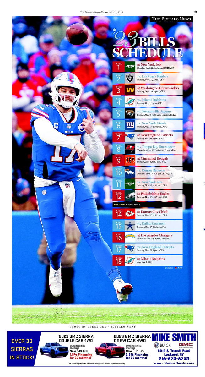 2023 / 2024 Buffalo Bills Season Schedule The Buffalo News Store