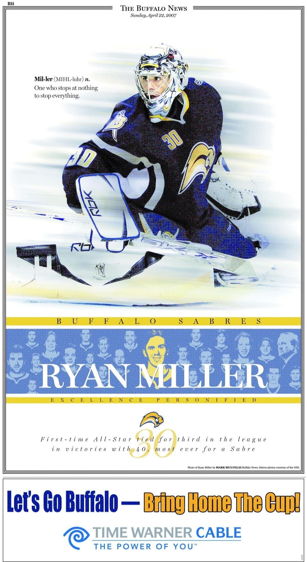 Ryan Miller - Buffalo News Poster