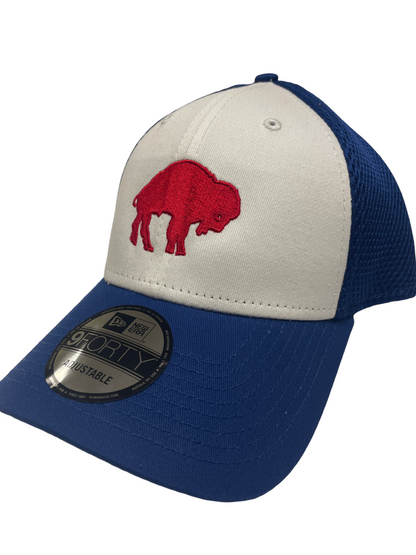Throwback Logo Buffalo Embroidered Trucker 9Forty New Era Hat